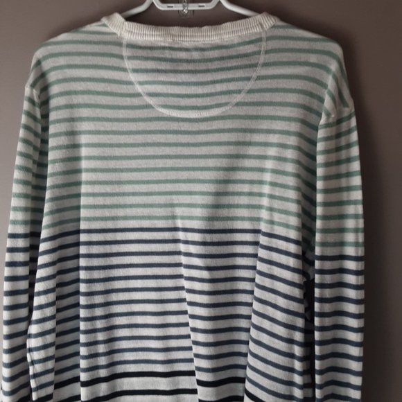 Blend Men's 100% Cotton Lightweight Crewneck Sweater, Striped White, Blue | XXL - Picture 7 of 15